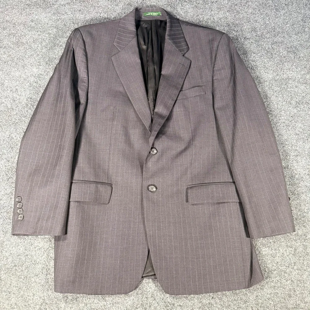 Lauren Ralph Lauren Suit Jacket Blazer Pinstripe Wool 40R Grey Mens Canada